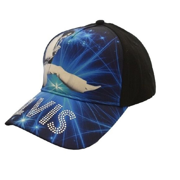 Blue Elvis Presley Cap Hat Rhinestones Baseball Gift NWT Picture New The King - Picture 2 of 4